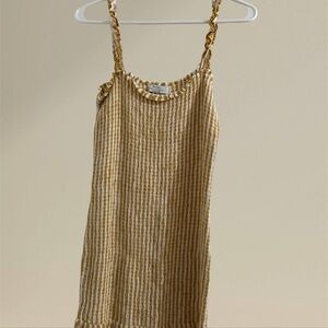 Bershka Mustard and White Striped Mini Dress